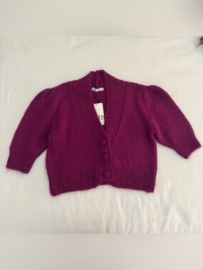 NWT Zara oversized short sleeved sweater size medium. Purple. Super cute!